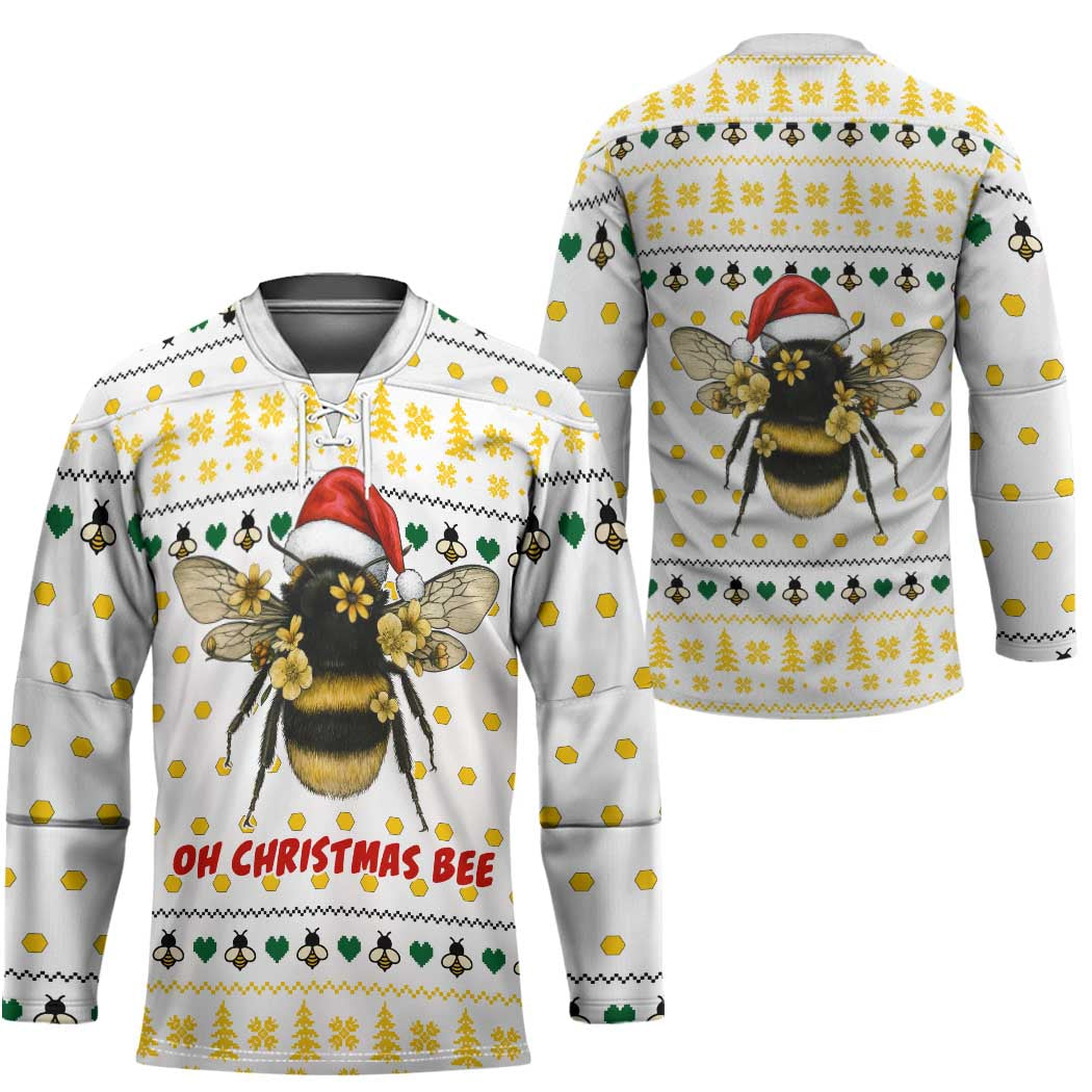 Oh Christmas Bee Bee Christmas Hockey Jersey Xmas Holiday Patterns - Wonder Print Shop