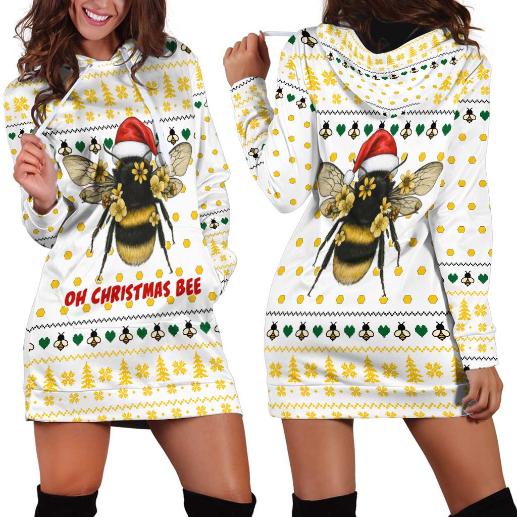 Oh Christmas Bee Bee Christmas Hoodie Dress Xmas Holiday Patterns - Wonder Print Shop