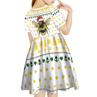 Oh Christmas Bee Bee Christmas Kid Short Sleeve Dress Xmas Holiday Patterns - Wonder Print Shop