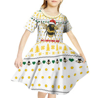 Oh Christmas Bee Bee Christmas Kid Short Sleeve Dress Xmas Holiday Patterns - Wonder Print Shop