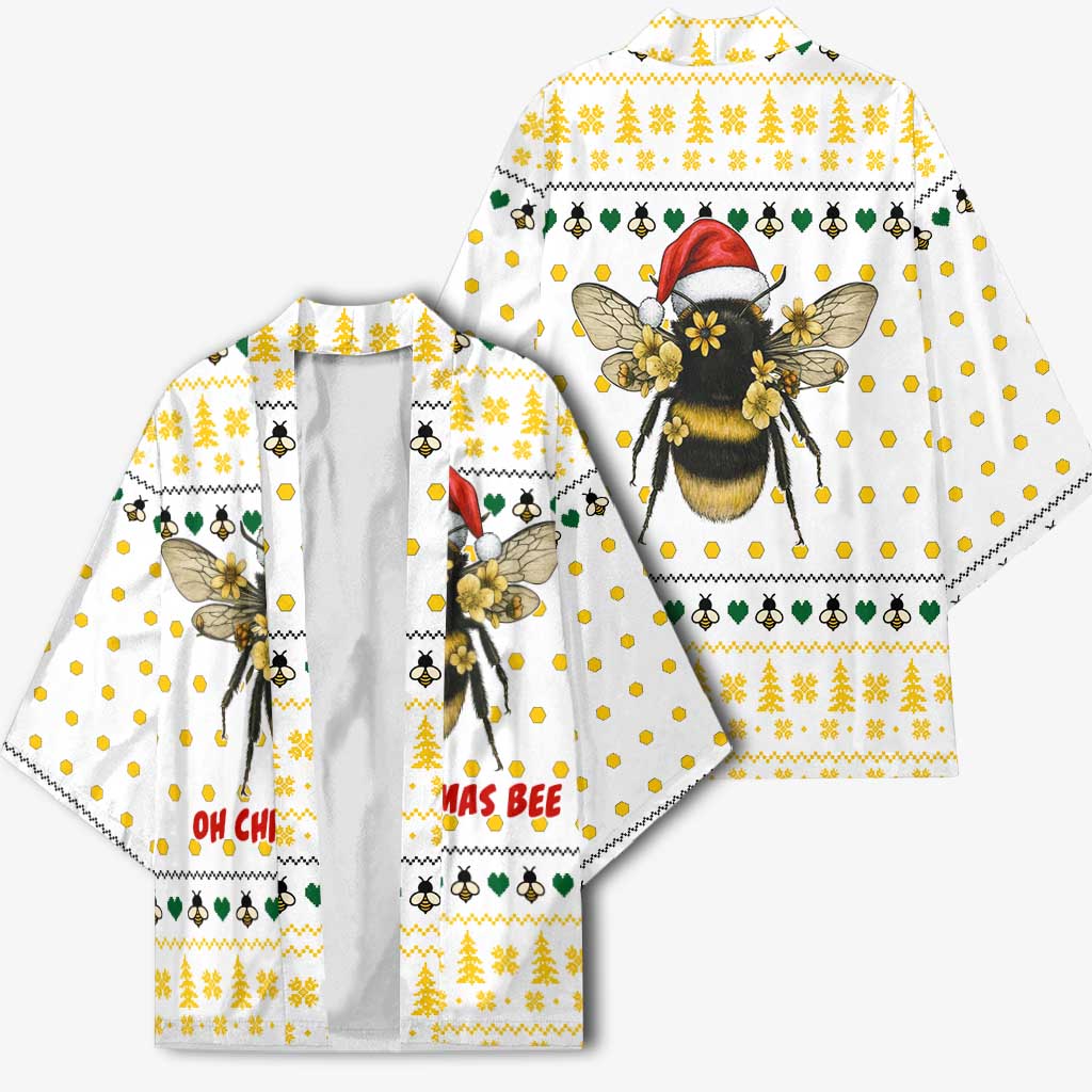 Oh Christmas Bee Bee Christmas Kimono Xmas Holiday Patterns - Wonder Print Shop