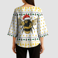 Oh Christmas Bee Bee Christmas Kimono Sleeve Blouse Xmas Holiday Patterns - Wonder Print Shop