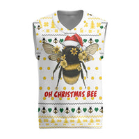 Oh Christmas Bee Bee Christmas Knitted V-Neck Vest Xmas Holiday Patterns - Wonder Print Shop