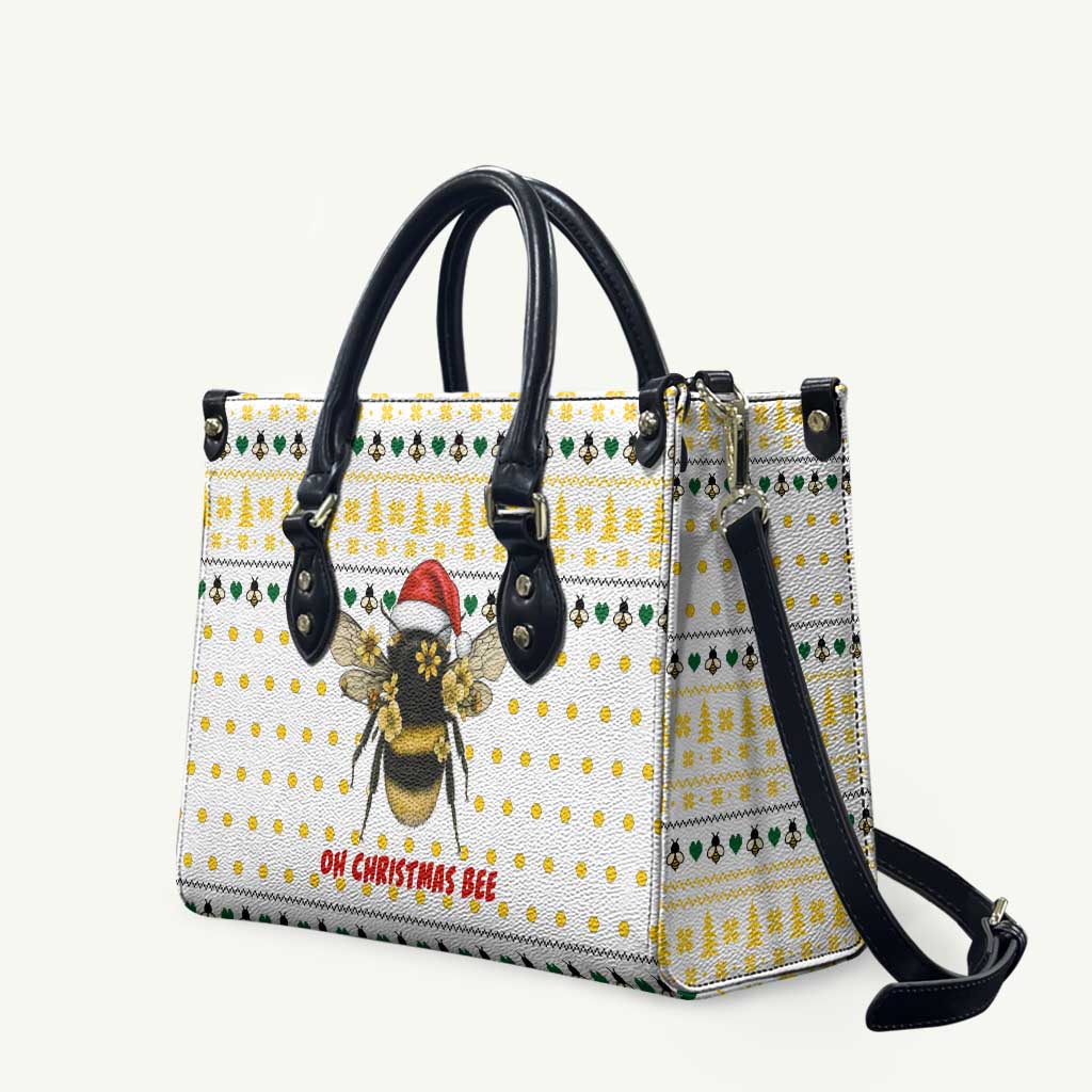 Oh Christmas Bee Bee Christmas Leather Bag Xmas Holiday Patterns - Wonder Print Shop