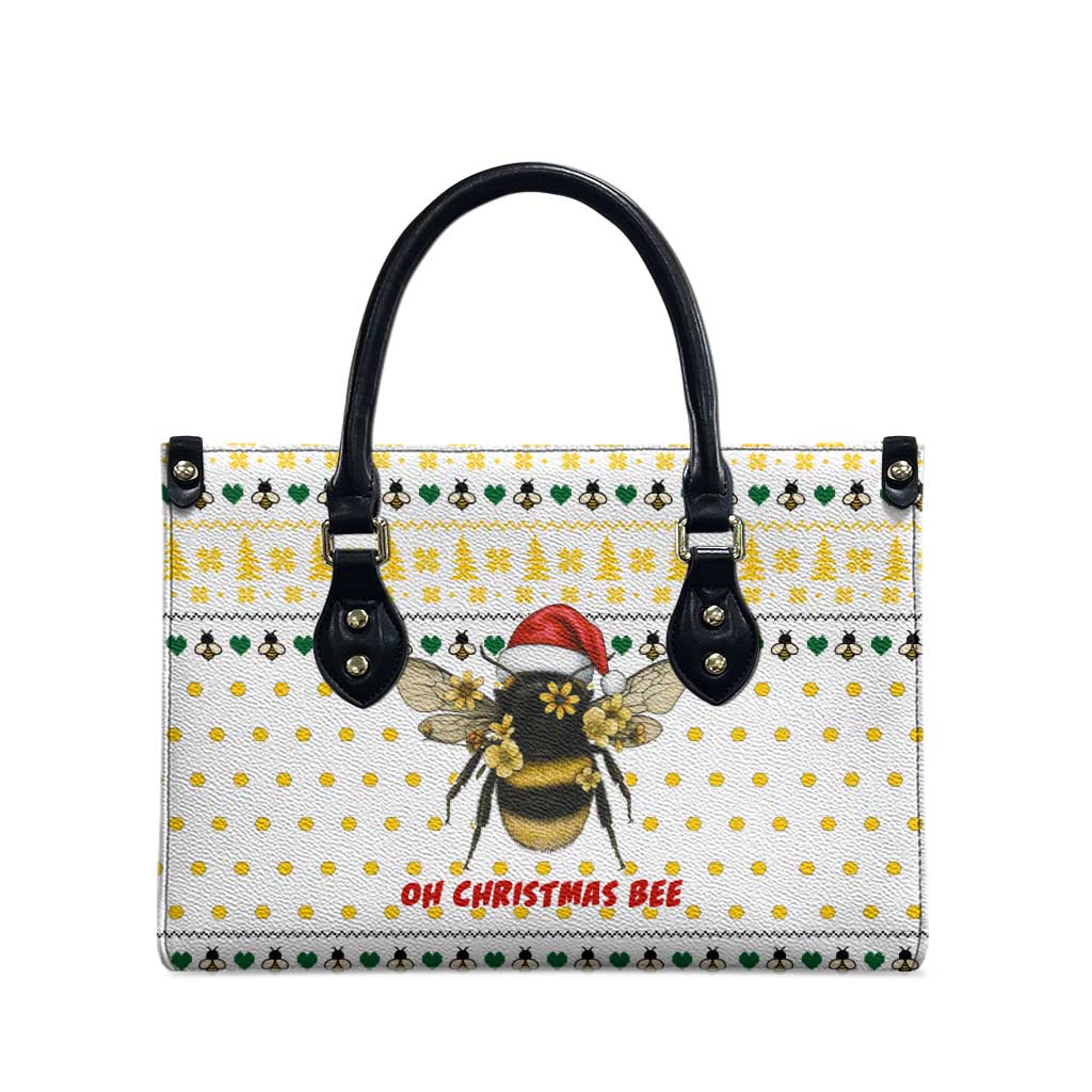 Oh Christmas Bee Bee Christmas Leather Bag Xmas Holiday Patterns - Wonder Print Shop