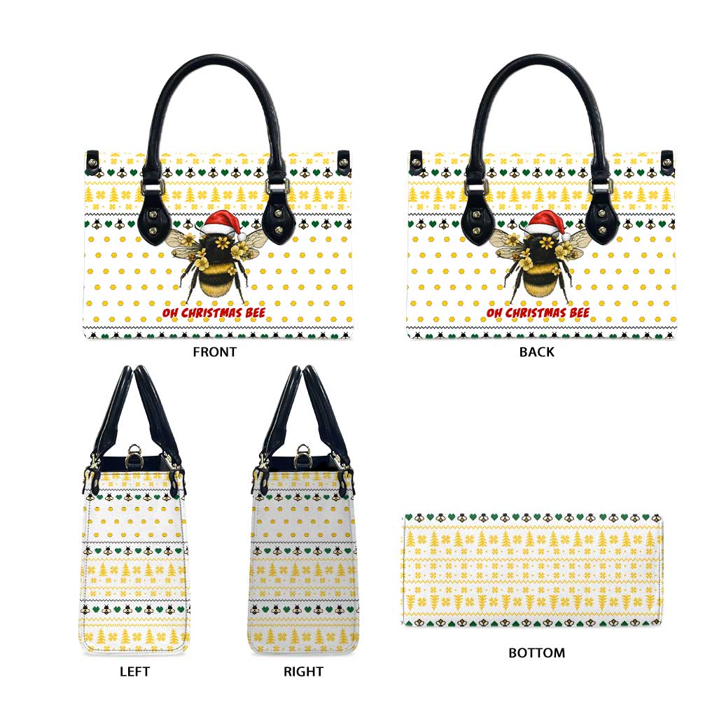 Oh Christmas Bee Bee Christmas Leather Bag Xmas Holiday Patterns - Wonder Print Shop