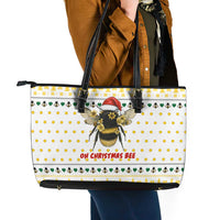 Oh Christmas Bee Bee Christmas Leather Tote Bag Xmas Holiday Patterns - Wonder Print Shop