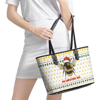 Oh Christmas Bee Bee Christmas Leather Tote Bag Xmas Holiday Patterns - Wonder Print Shop