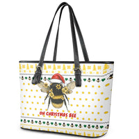 Oh Christmas Bee Bee Christmas Leather Tote Bag Xmas Holiday Patterns - Wonder Print Shop