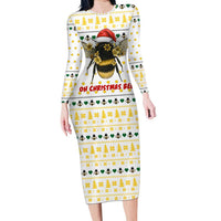 Oh Christmas Bee Bee Christmas Long Sleeve Bodycon Dress Xmas Holiday Patterns - Wonder Print Shop