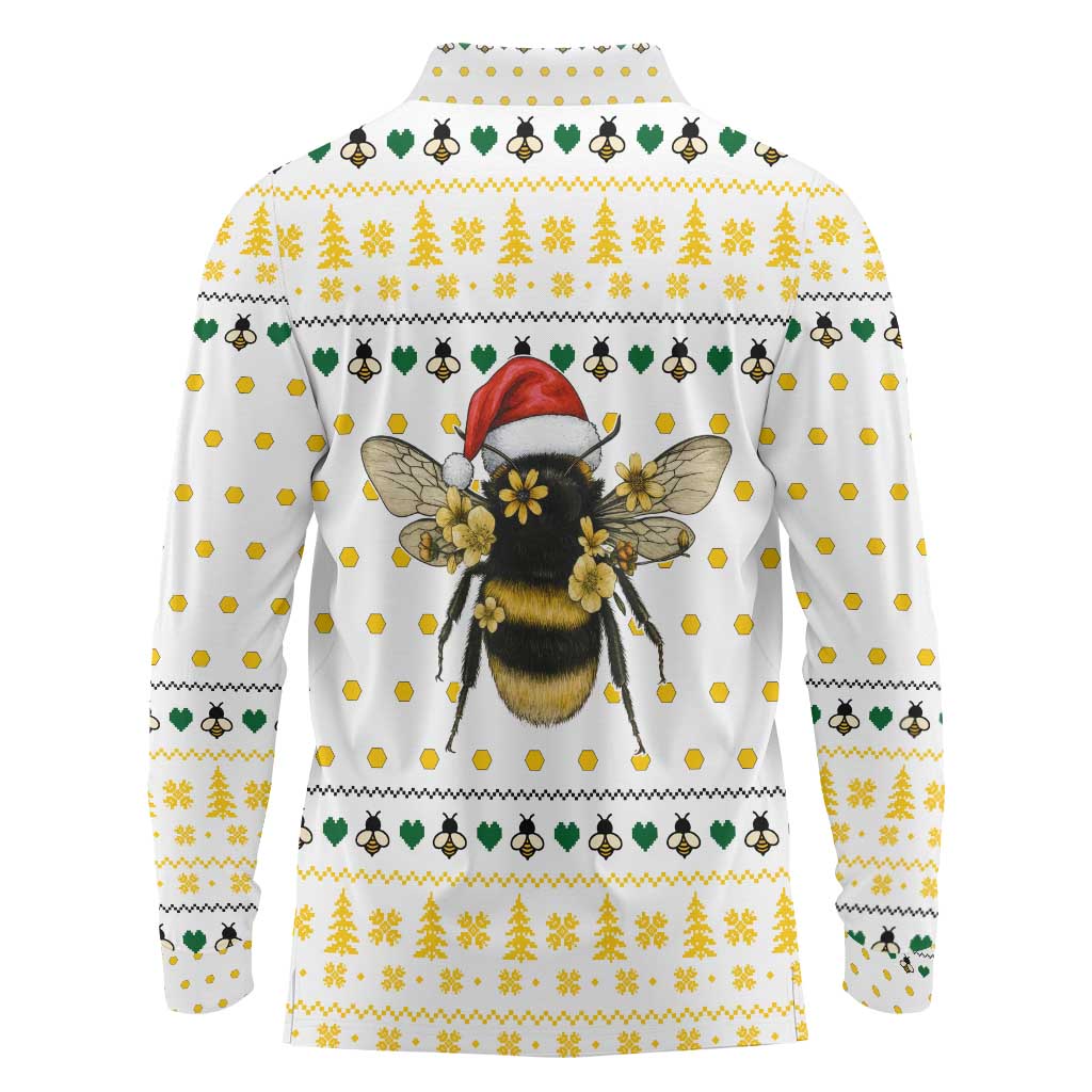 Oh Christmas Bee Bee Christmas Long Sleeve Polo Shirt Xmas Holiday Patterns - Wonder Print Shop