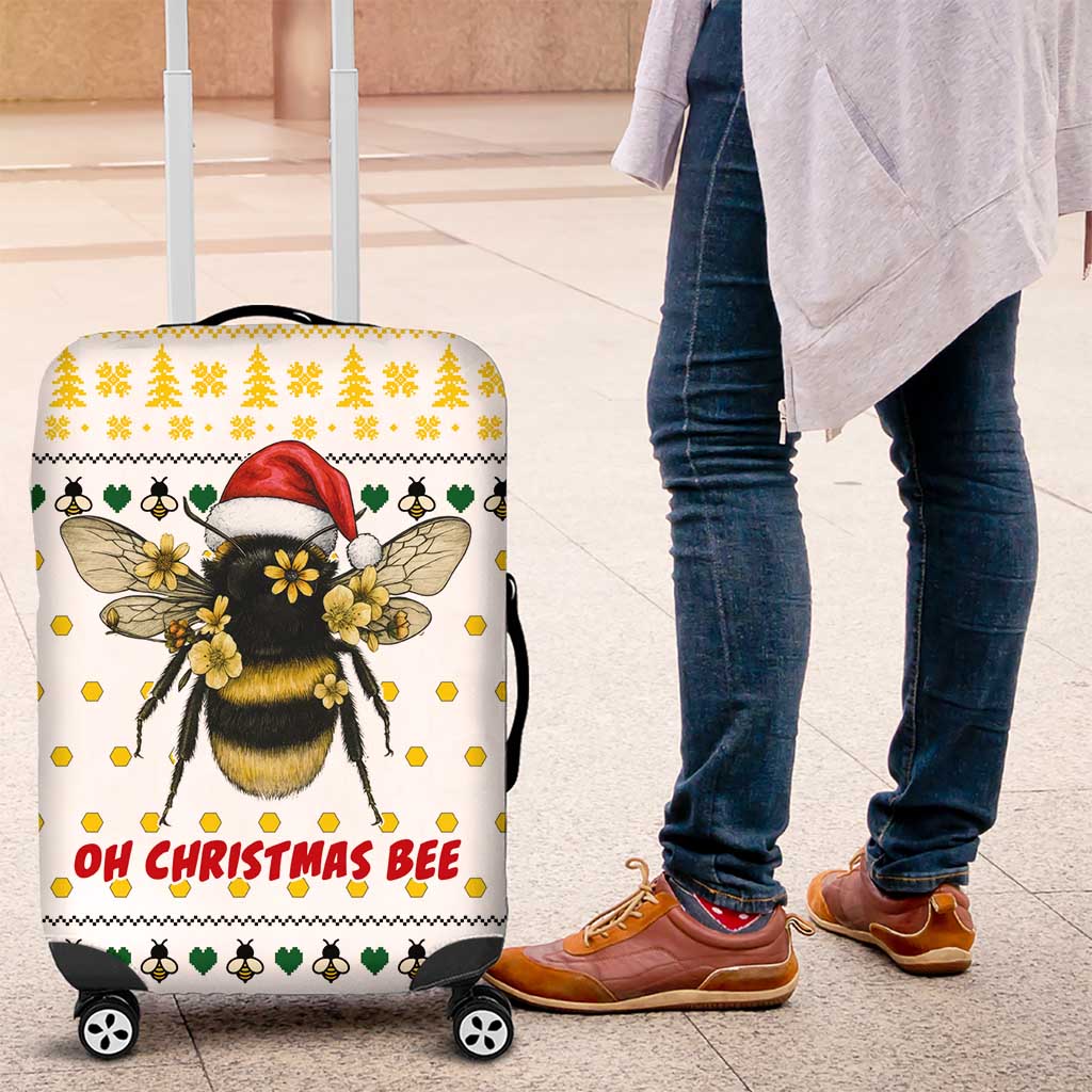 Oh Christmas Bee Bee Christmas Luggage Cover Xmas Holiday Patterns - Wonder Print Shop