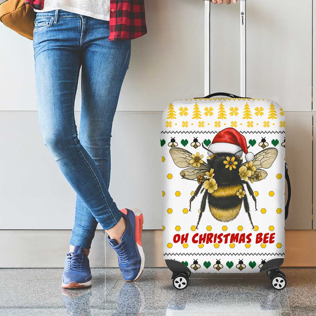 Oh Christmas Bee Bee Christmas Luggage Cover Xmas Holiday Patterns - Wonder Print Shop