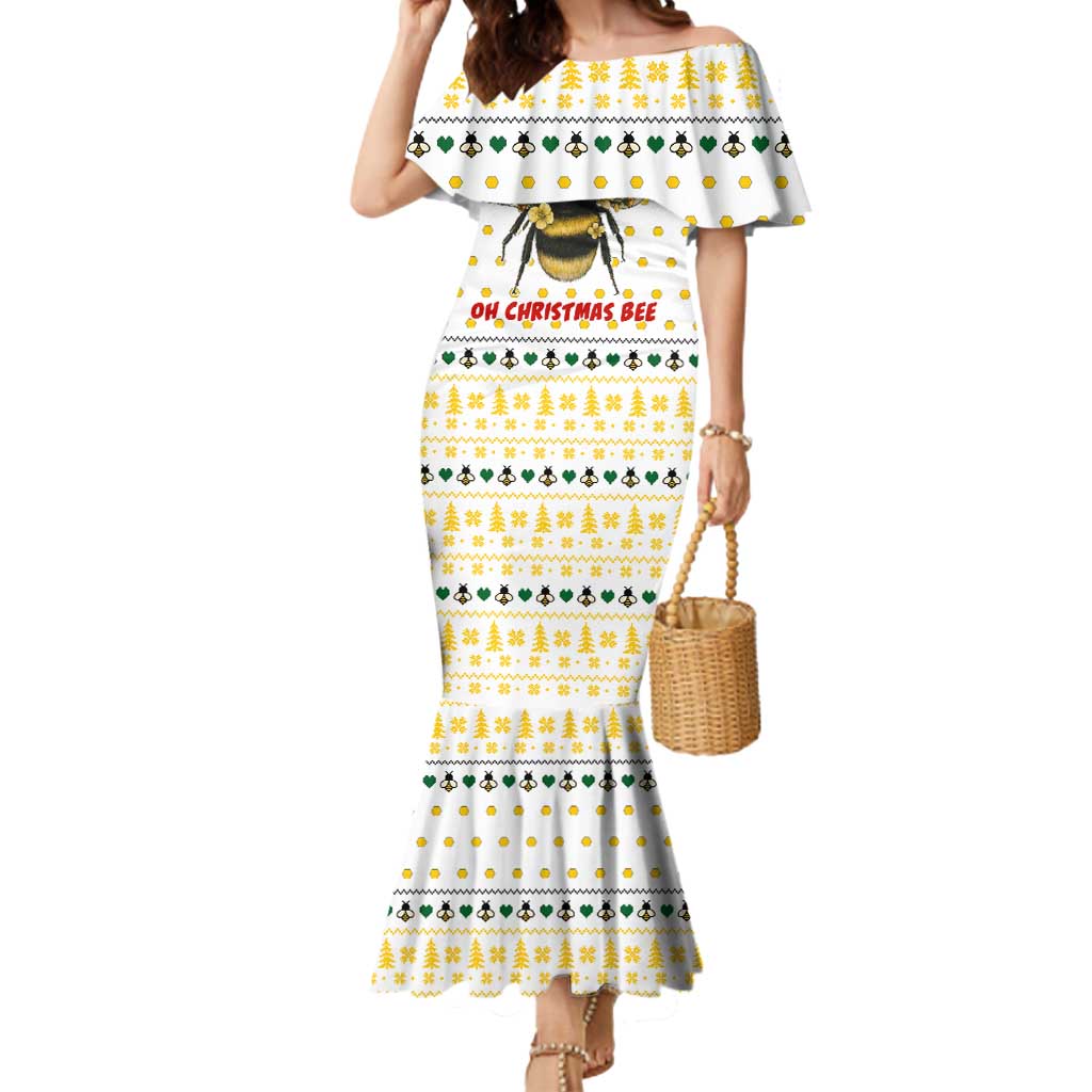 Oh Christmas Bee Bee Christmas Mermaid Dress Xmas Holiday Patterns - Wonder Print Shop