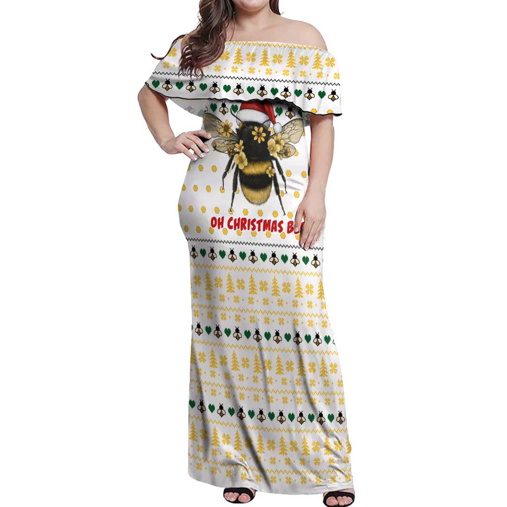 Oh Christmas Bee Bee Christmas Off Shoulder Maxi Dress Xmas Holiday Patterns - Wonder Print Shop