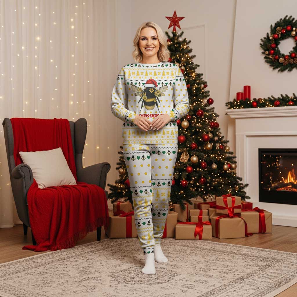 Oh Christmas Bee Bee Christmas Pajama Set Xmas Holiday Patterns - Wonder Print Shop