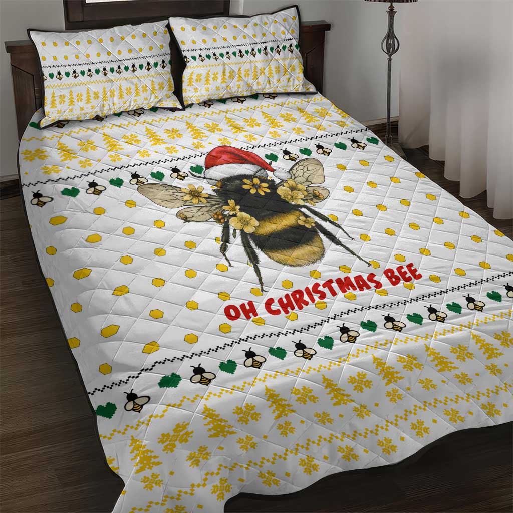 Oh Christmas Bee Bee Christmas Quilt Bed Set Xmas Holiday Patterns - Wonder Print Shop