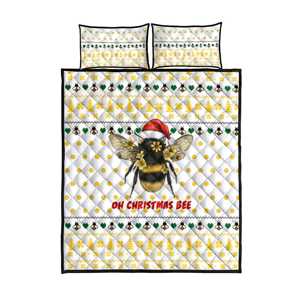 Oh Christmas Bee Bee Christmas Quilt Bed Set Xmas Holiday Patterns - Wonder Print Shop