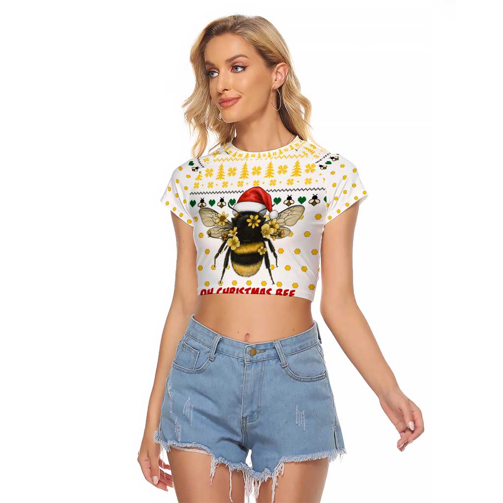 Oh Christmas Bee Bee Christmas Raglan Cropped T Shirt Xmas Holiday Patterns - Wonder Print Shop