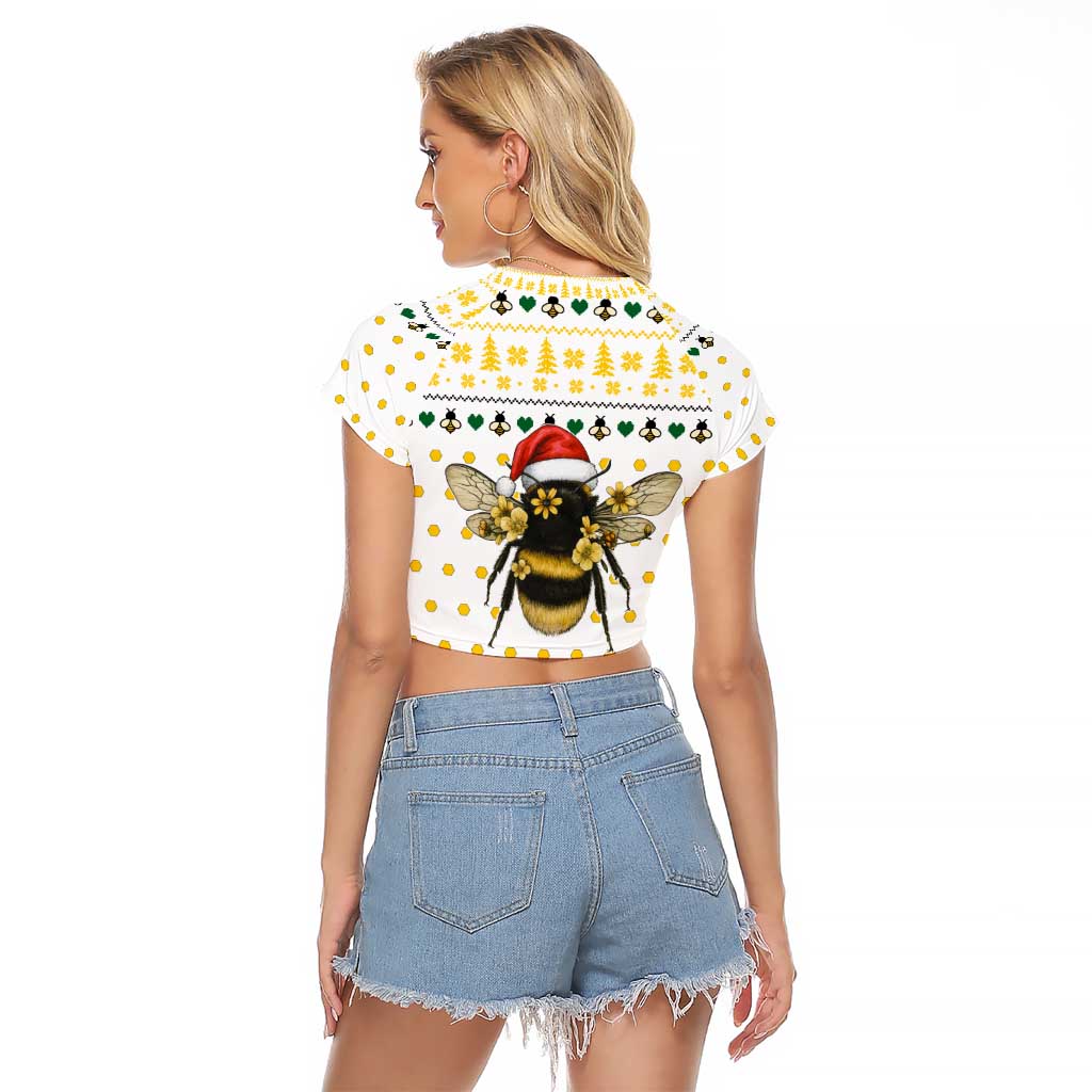 Oh Christmas Bee Bee Christmas Raglan Cropped T Shirt Xmas Holiday Patterns - Wonder Print Shop