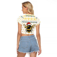 Oh Christmas Bee Bee Christmas Raglan Cropped T Shirt Xmas Holiday Patterns - Wonder Print Shop