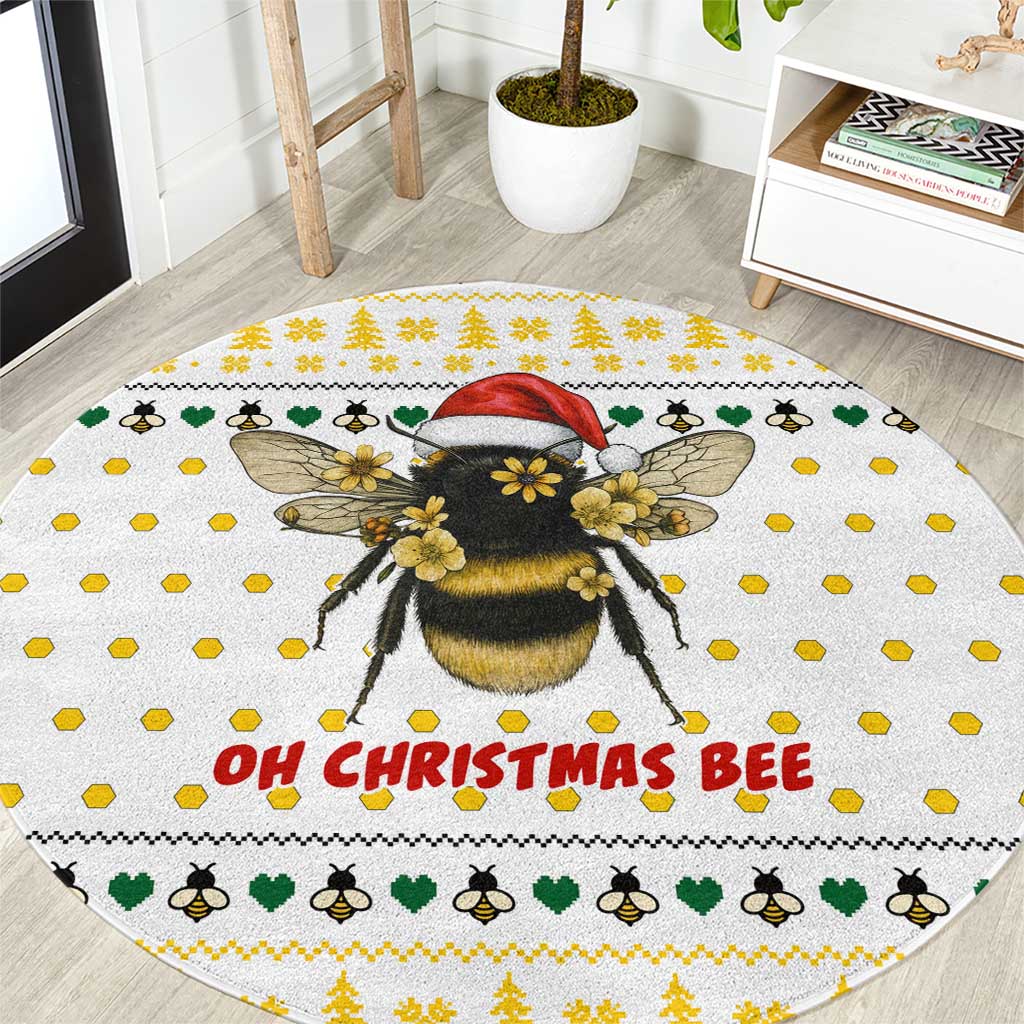 Oh Christmas Bee Bee Christmas Round Carpet Xmas Holiday Patterns - Wonder Print Shop