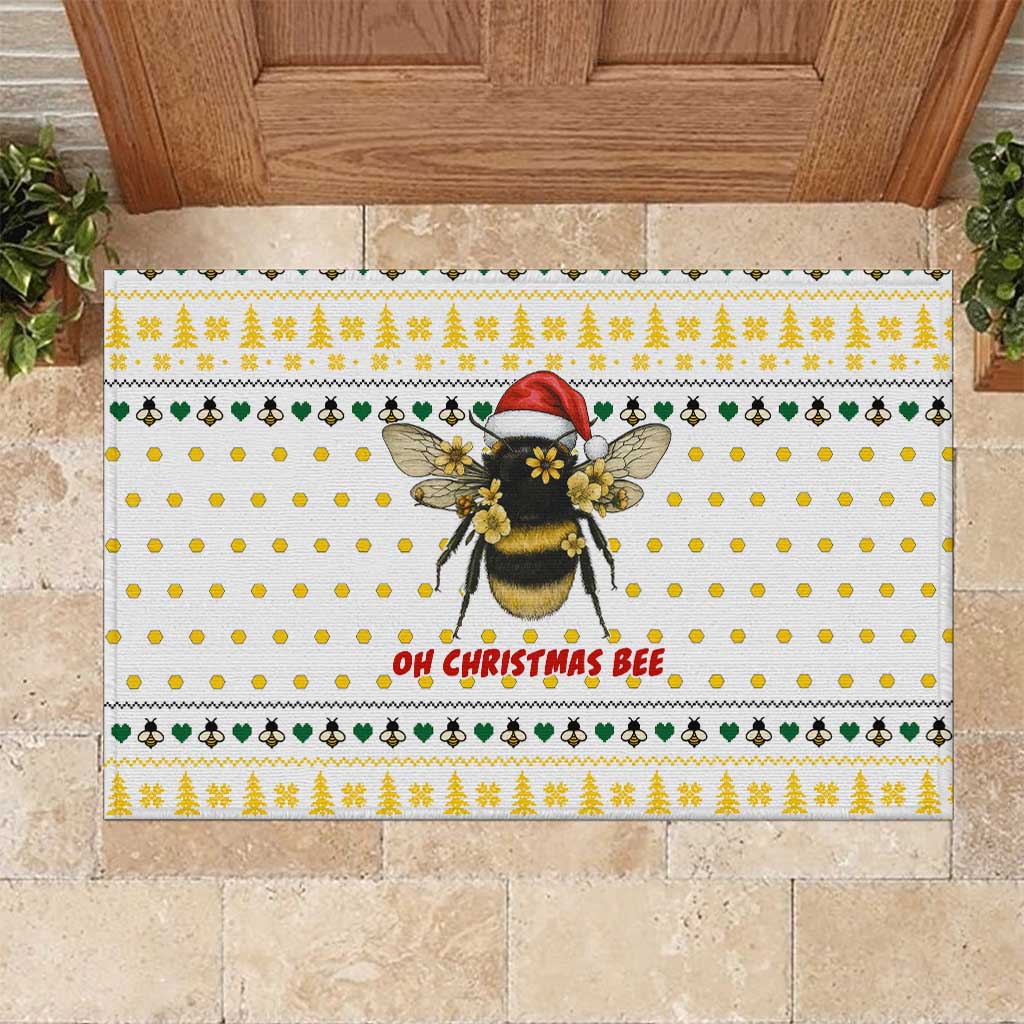 Oh Christmas Bee Bee Christmas Rubber Doormat Xmas Holiday Patterns - Wonder Print Shop