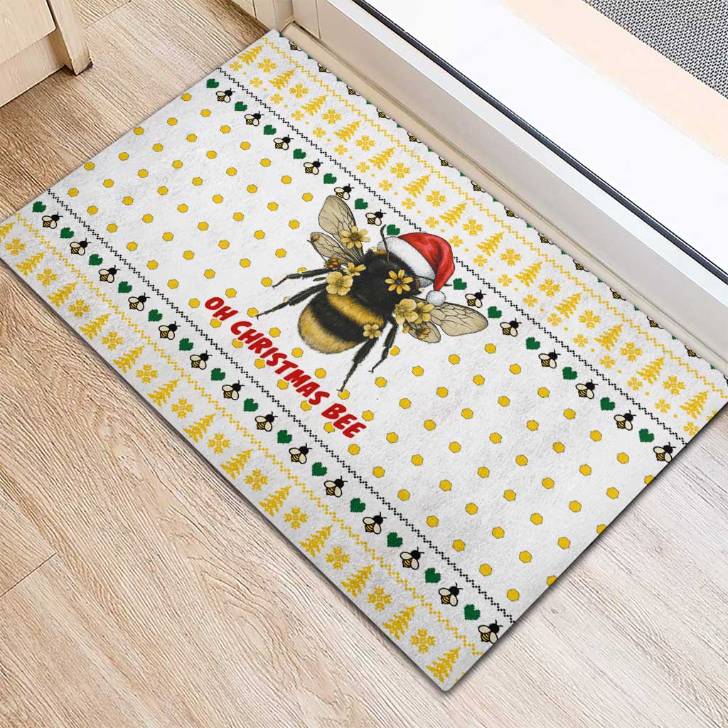 Oh Christmas Bee Bee Christmas Rubber Doormat Xmas Holiday Patterns - Wonder Print Shop