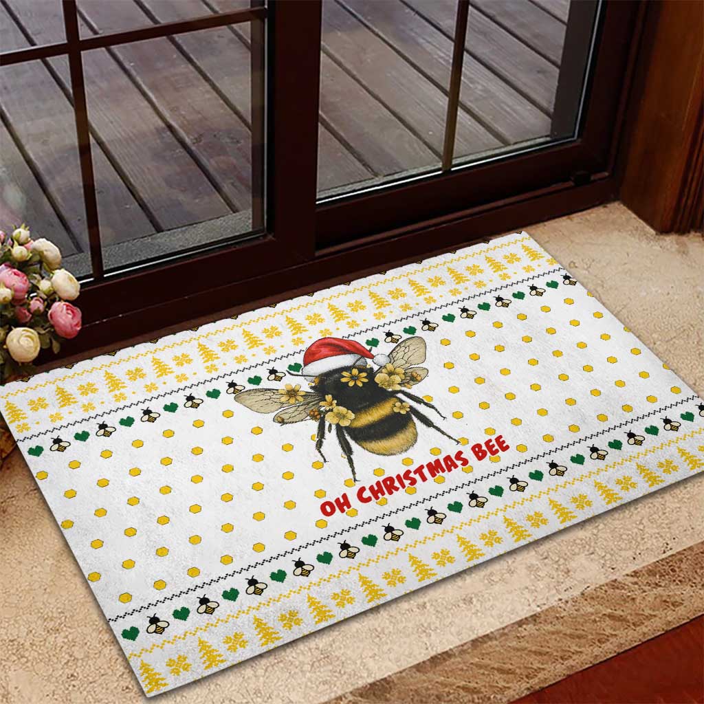 Oh Christmas Bee Bee Christmas Rubber Doormat Xmas Holiday Patterns - Wonder Print Shop