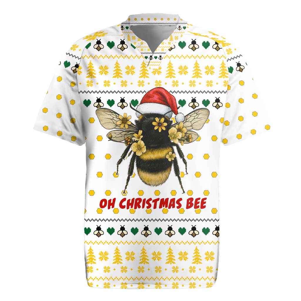 Oh Christmas Bee Bee Christmas Rugby Jersey Xmas Holiday Patterns - Wonder Print Shop