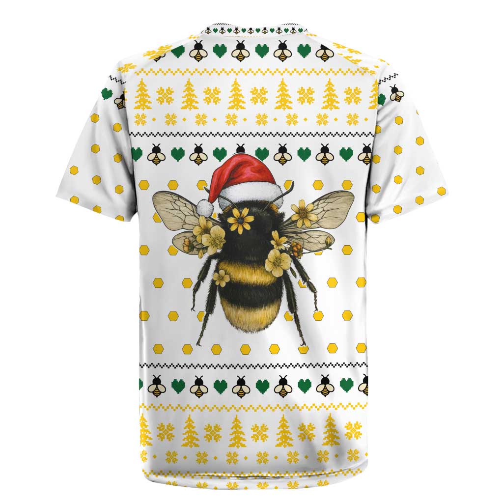 Oh Christmas Bee Bee Christmas Rugby Jersey Xmas Holiday Patterns - Wonder Print Shop