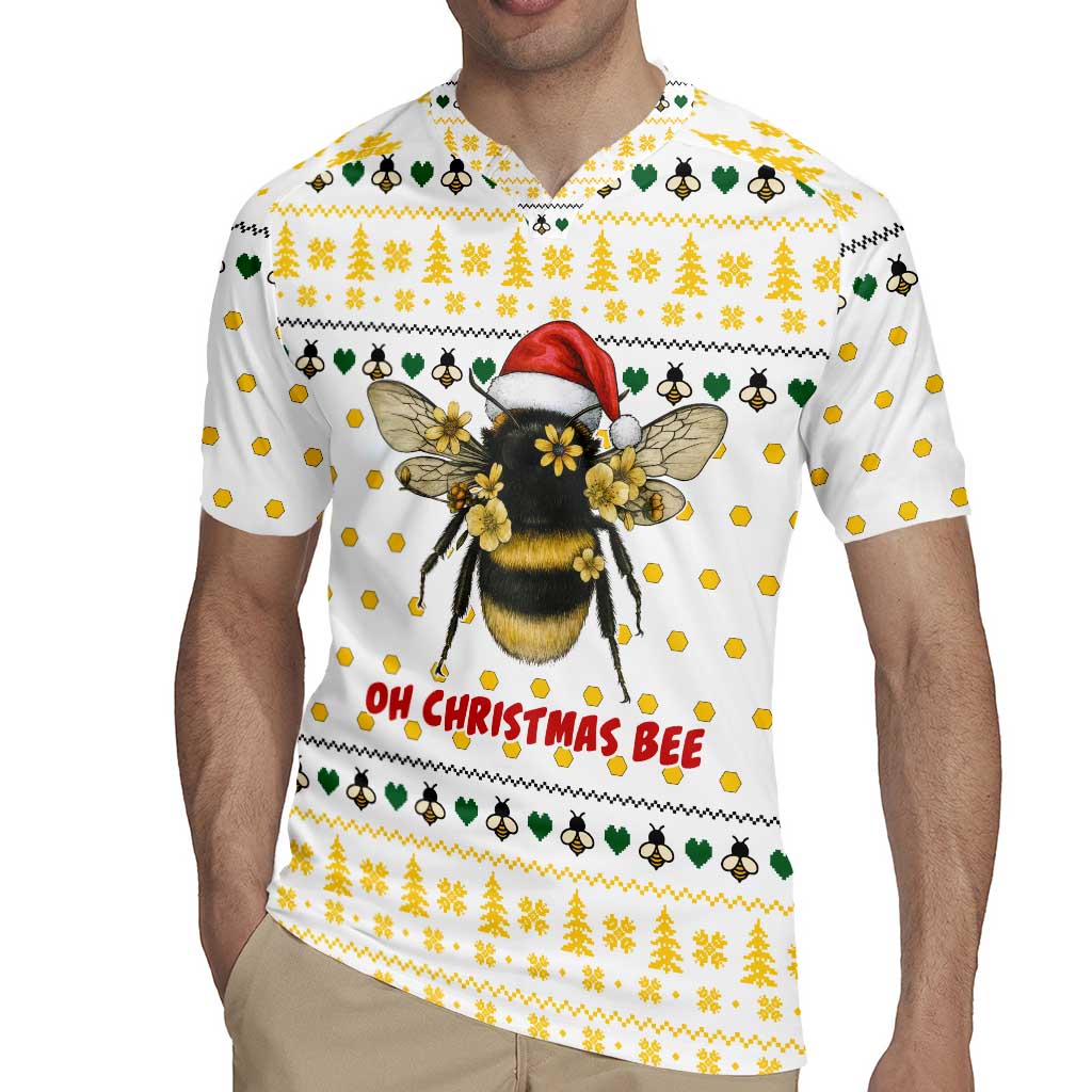 Oh Christmas Bee Bee Christmas Rugby Jersey Xmas Holiday Patterns - Wonder Print Shop