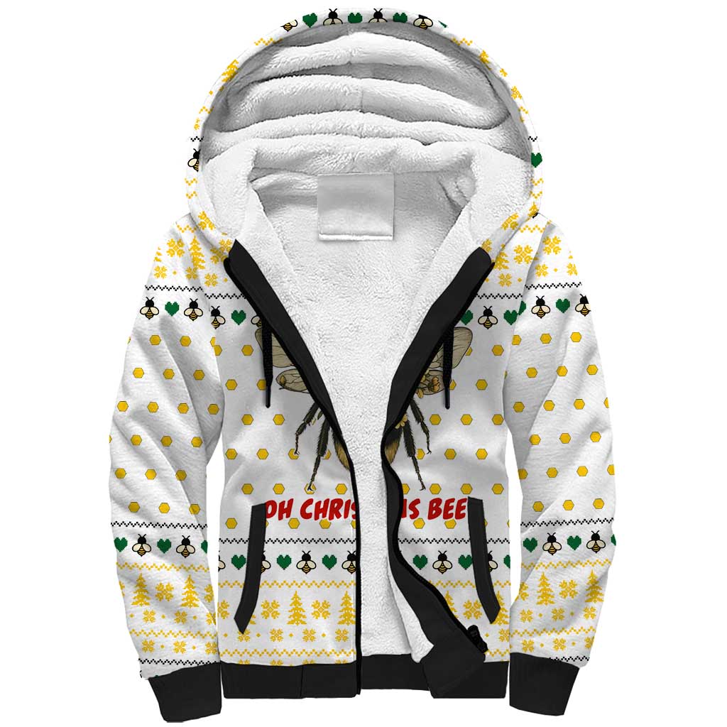 Oh Christmas Bee Bee Christmas Sherpa Hoodie Xmas Holiday Patterns - Wonder Print Shop