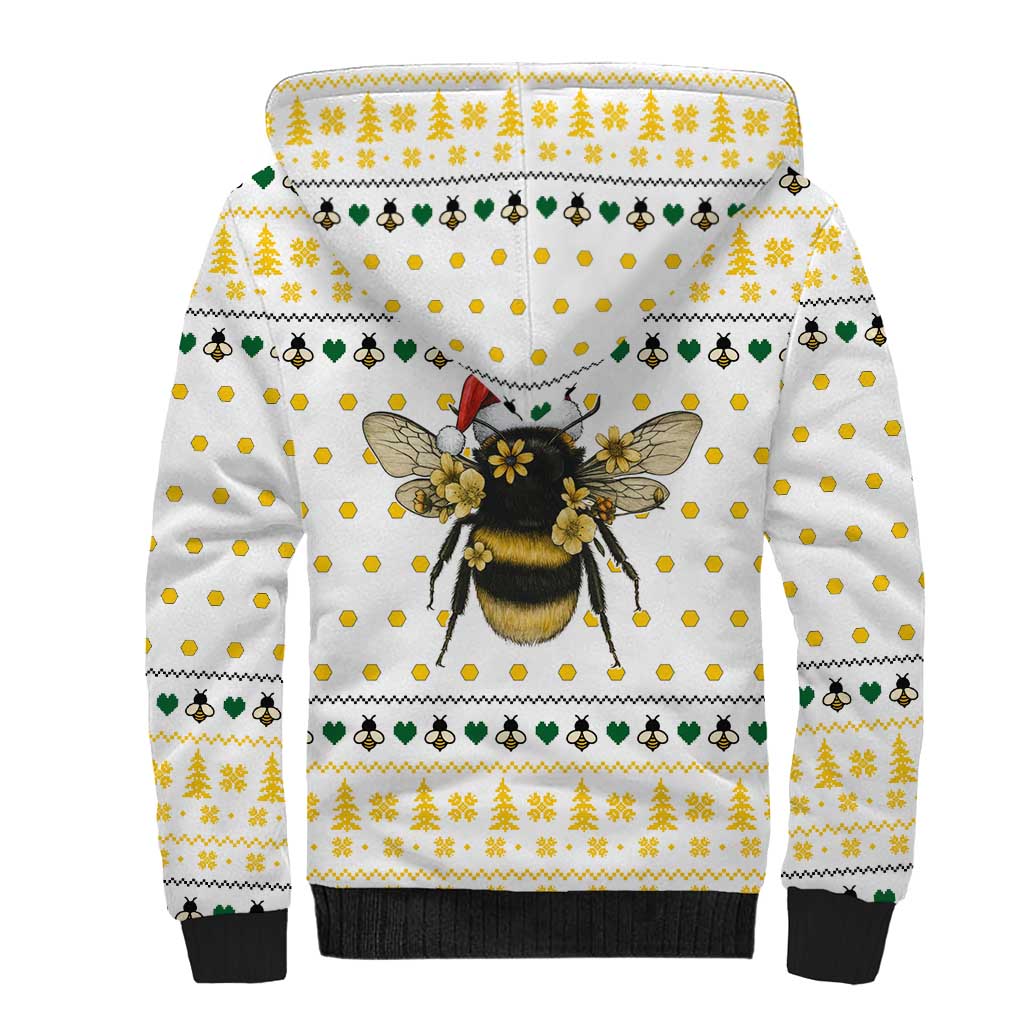 Oh Christmas Bee Bee Christmas Sherpa Hoodie Xmas Holiday Patterns - Wonder Print Shop