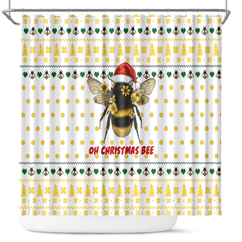 Oh Christmas Bee Bee Christmas Shower Curtain Xmas Holiday Patterns - Wonder Print Shop