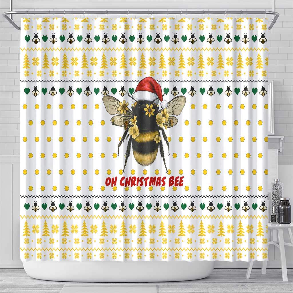 Oh Christmas Bee Bee Christmas Shower Curtain Xmas Holiday Patterns - Wonder Print Shop