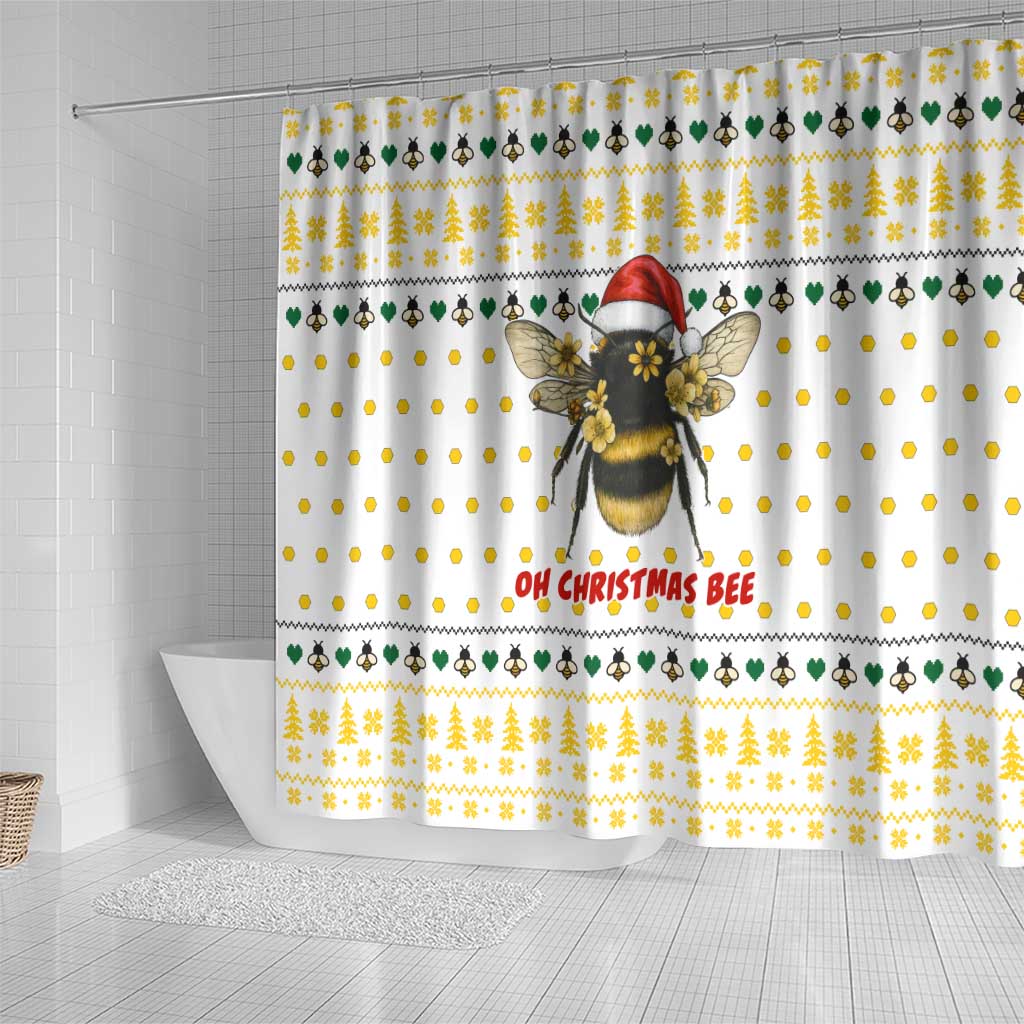 Oh Christmas Bee Bee Christmas Shower Curtain Xmas Holiday Patterns - Wonder Print Shop