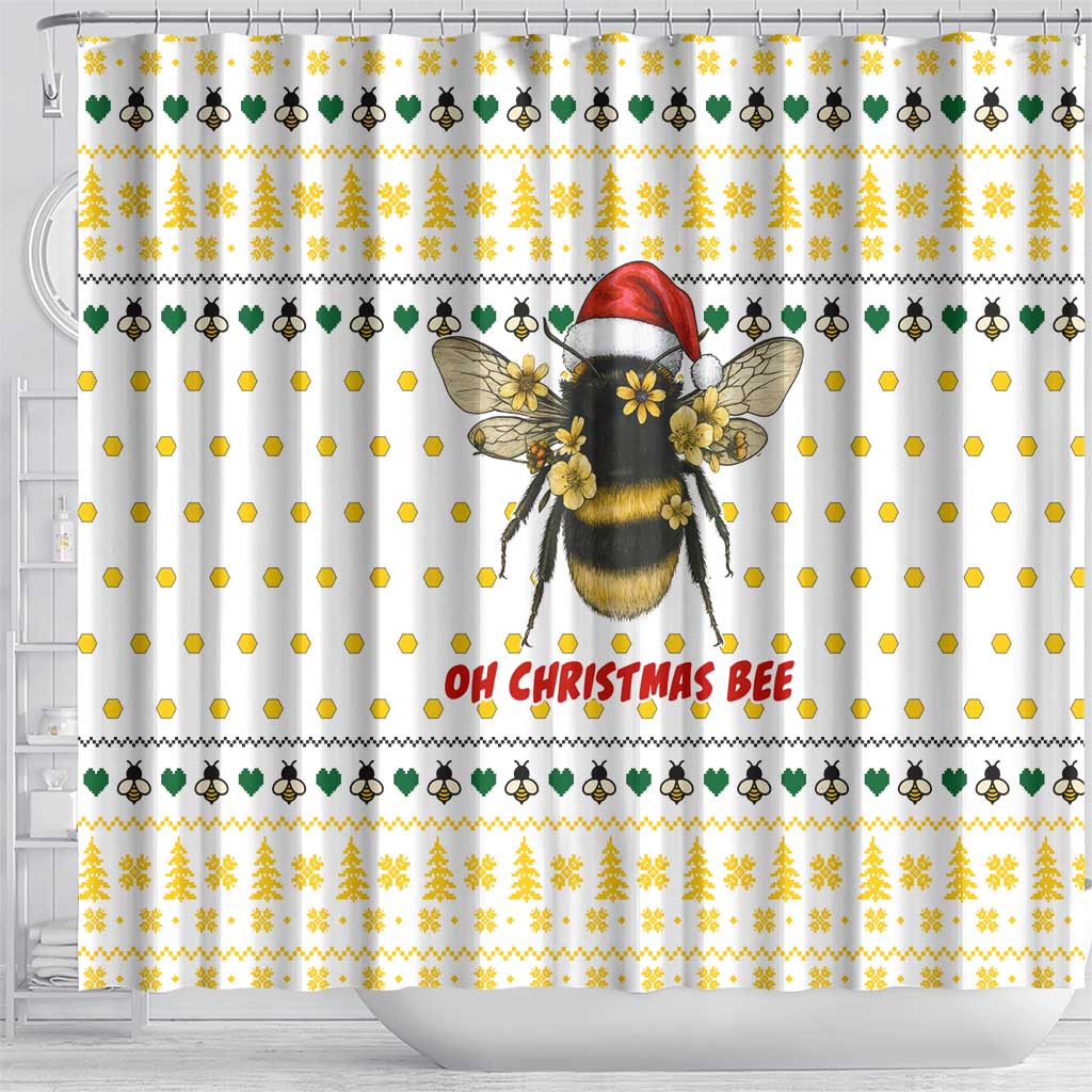 Oh Christmas Bee Bee Christmas Shower Curtain Xmas Holiday Patterns - Wonder Print Shop