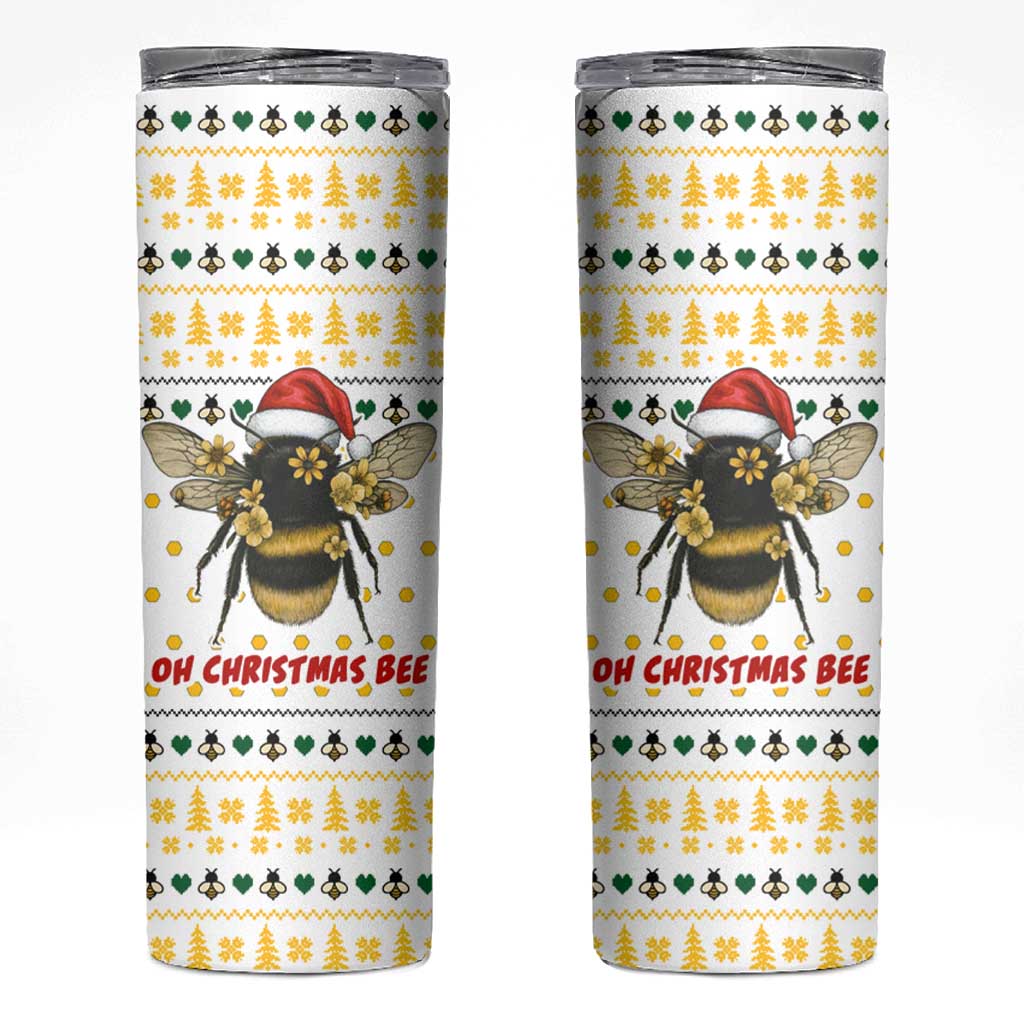 Oh Christmas Bee Bee Christmas Skinny Tumbler Xmas Holiday Patterns - Wonder Print Shop