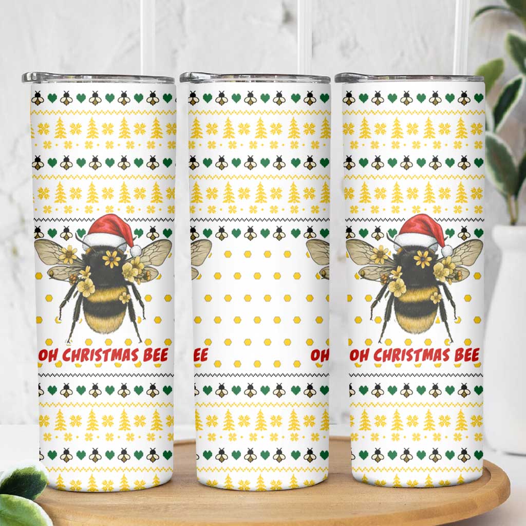Oh Christmas Bee Bee Christmas Skinny Tumbler Xmas Holiday Patterns - Wonder Print Shop
