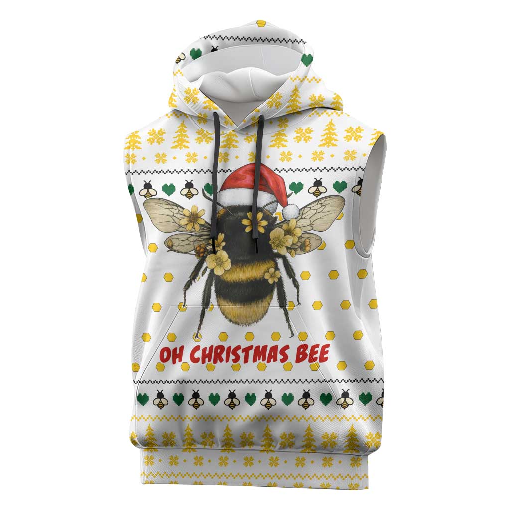 Oh Christmas Bee Bee Christmas Sleeveless Hoodie Xmas Holiday Patterns - Wonder Print Shop