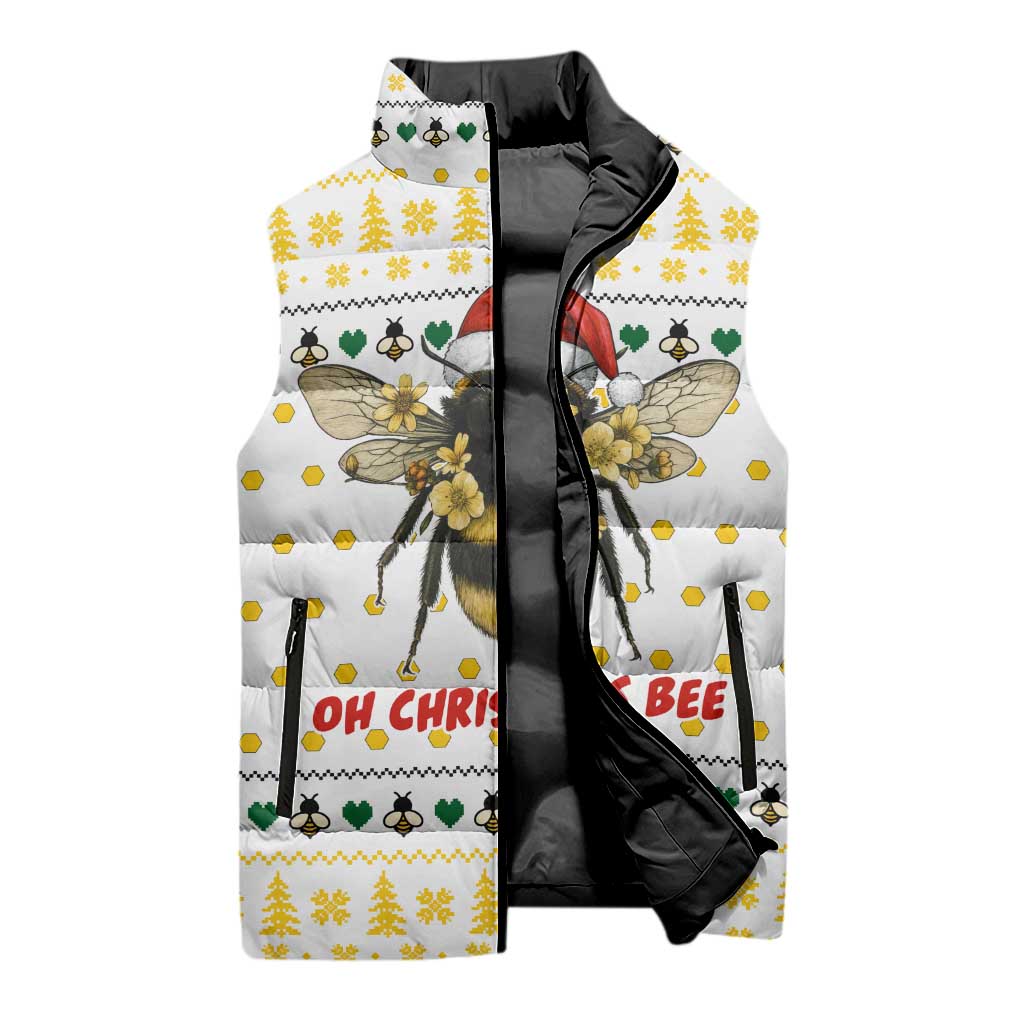 Oh Christmas Bee Bee Christmas Sleeveless Puffer Jacket Xmas Holiday Patterns - Wonder Print Shop