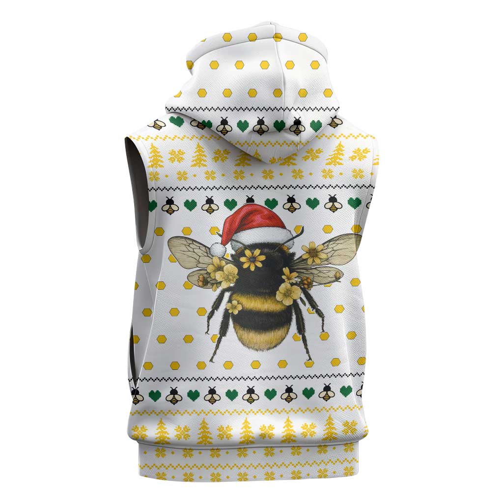 Oh Christmas Bee Bee Christmas Sleeveless Zip Hoodie Xmas Holiday Patterns - Wonder Print Shop
