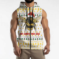 Oh Christmas Bee Bee Christmas Sleeveless Zip Hoodie Xmas Holiday Patterns - Wonder Print Shop