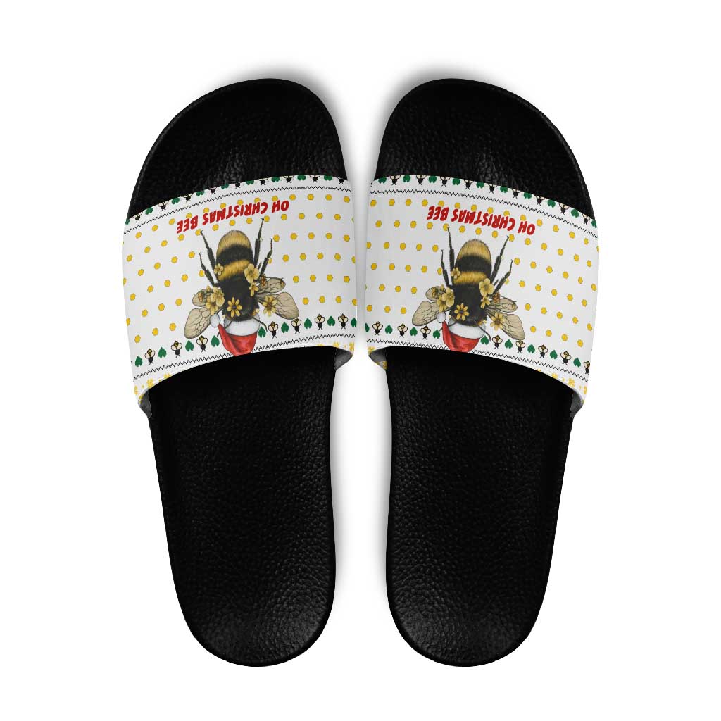 Oh Christmas Bee Bee Christmas Slide Sandals Xmas Holiday Patterns - Wonder Print Shop