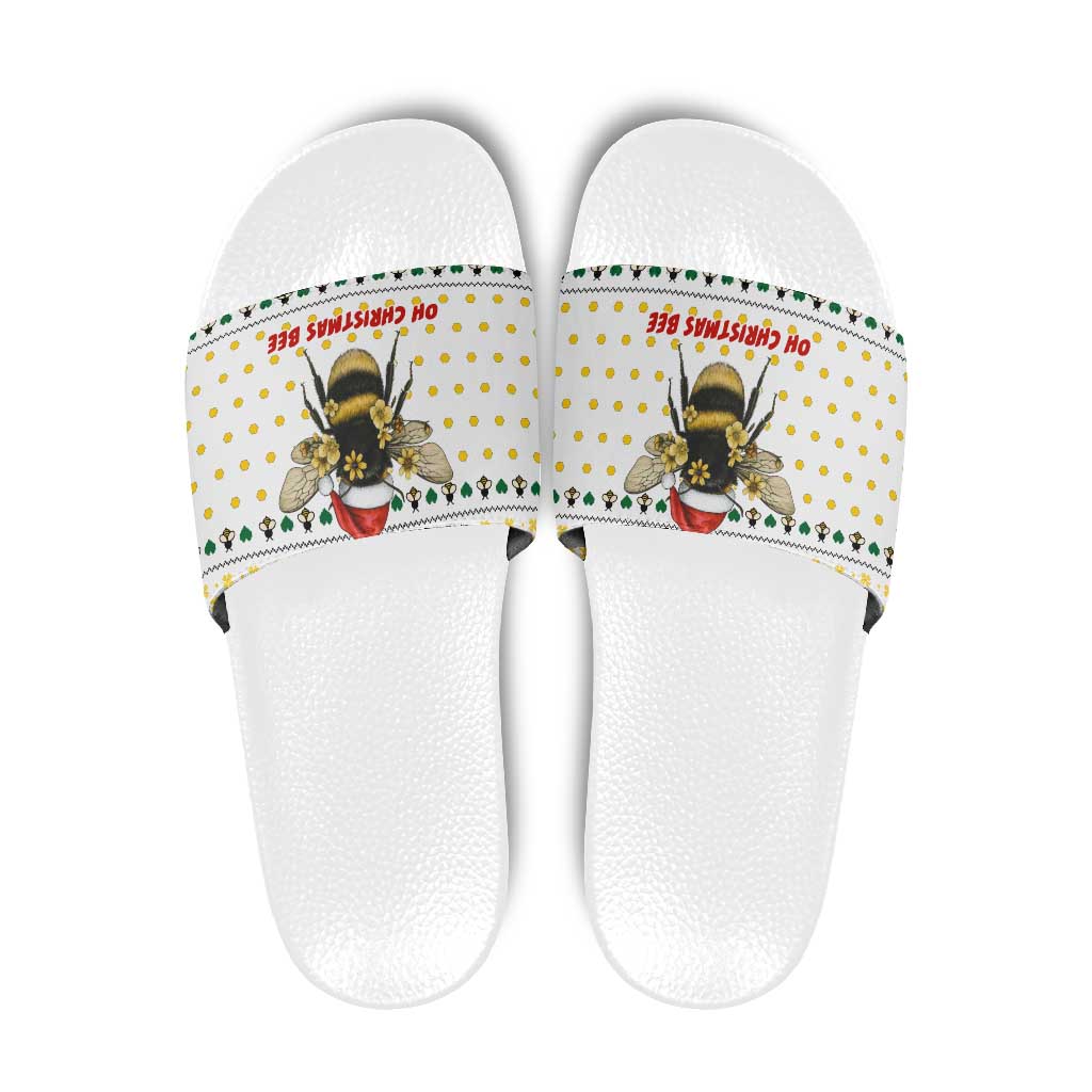 Oh Christmas Bee Bee Christmas Slide Sandals Xmas Holiday Patterns - Wonder Print Shop