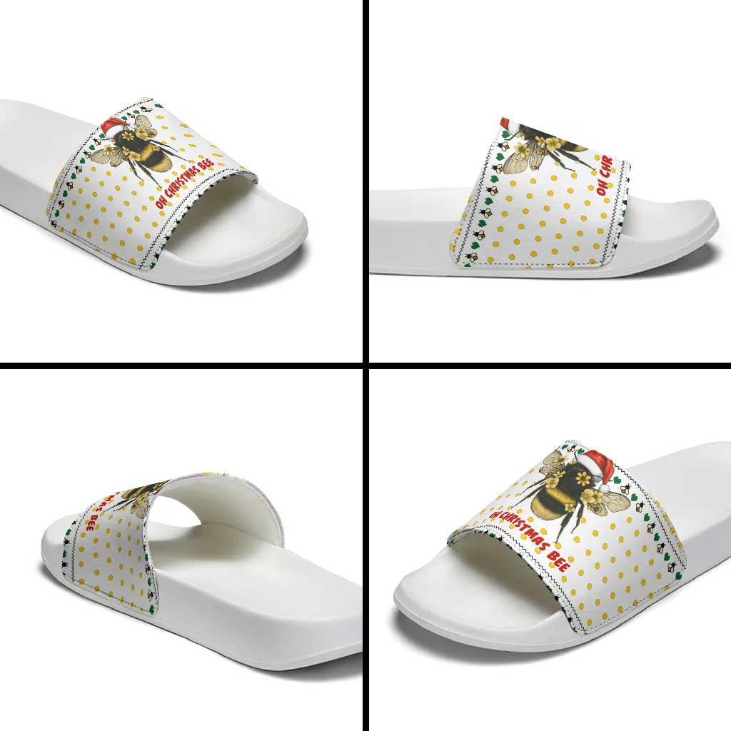 Oh Christmas Bee Bee Christmas Slide Sandals Xmas Holiday Patterns - Wonder Print Shop