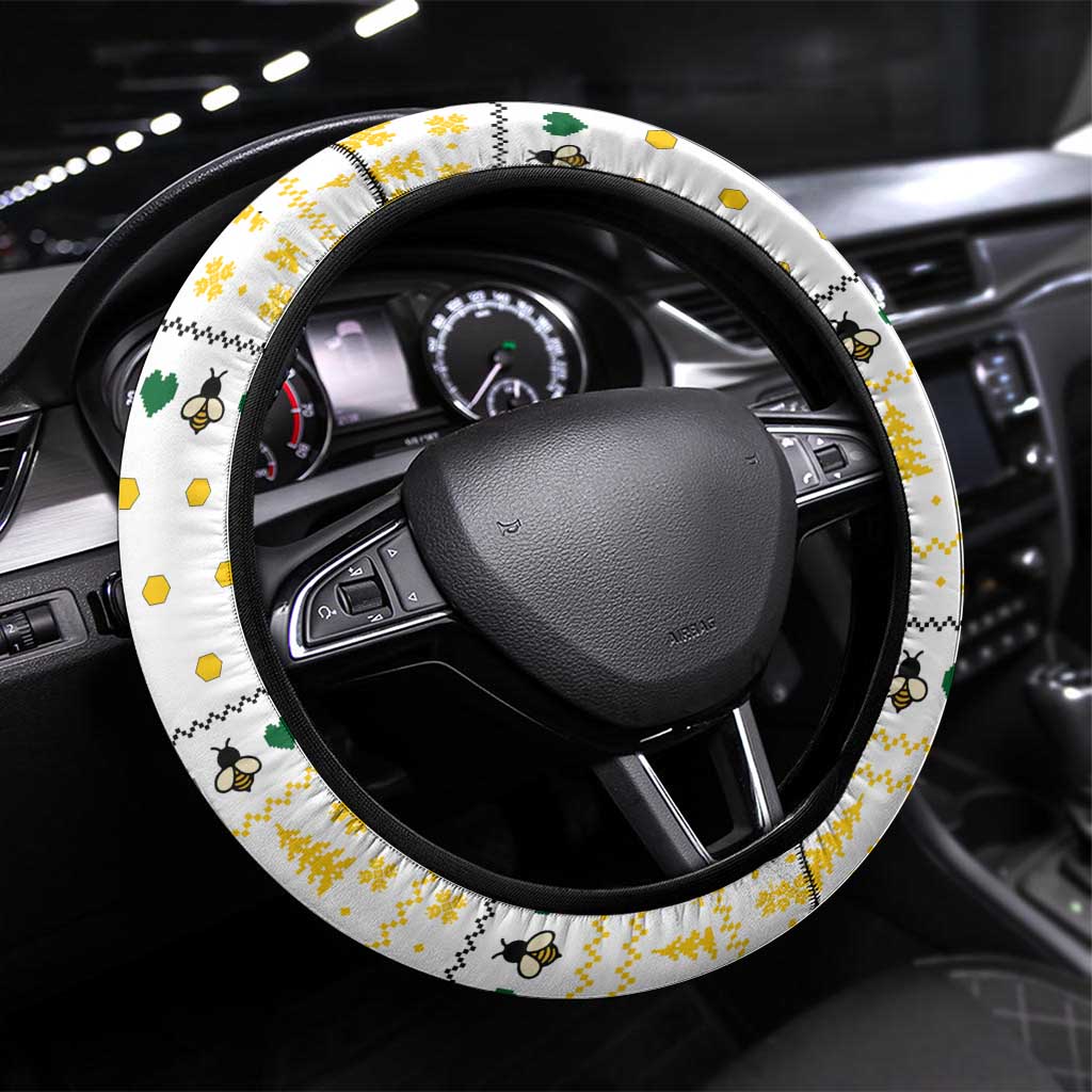 Oh Christmas Bee Bee Christmas Steering Wheel Cover Xmas Holiday Patterns - Wonder Print Shop