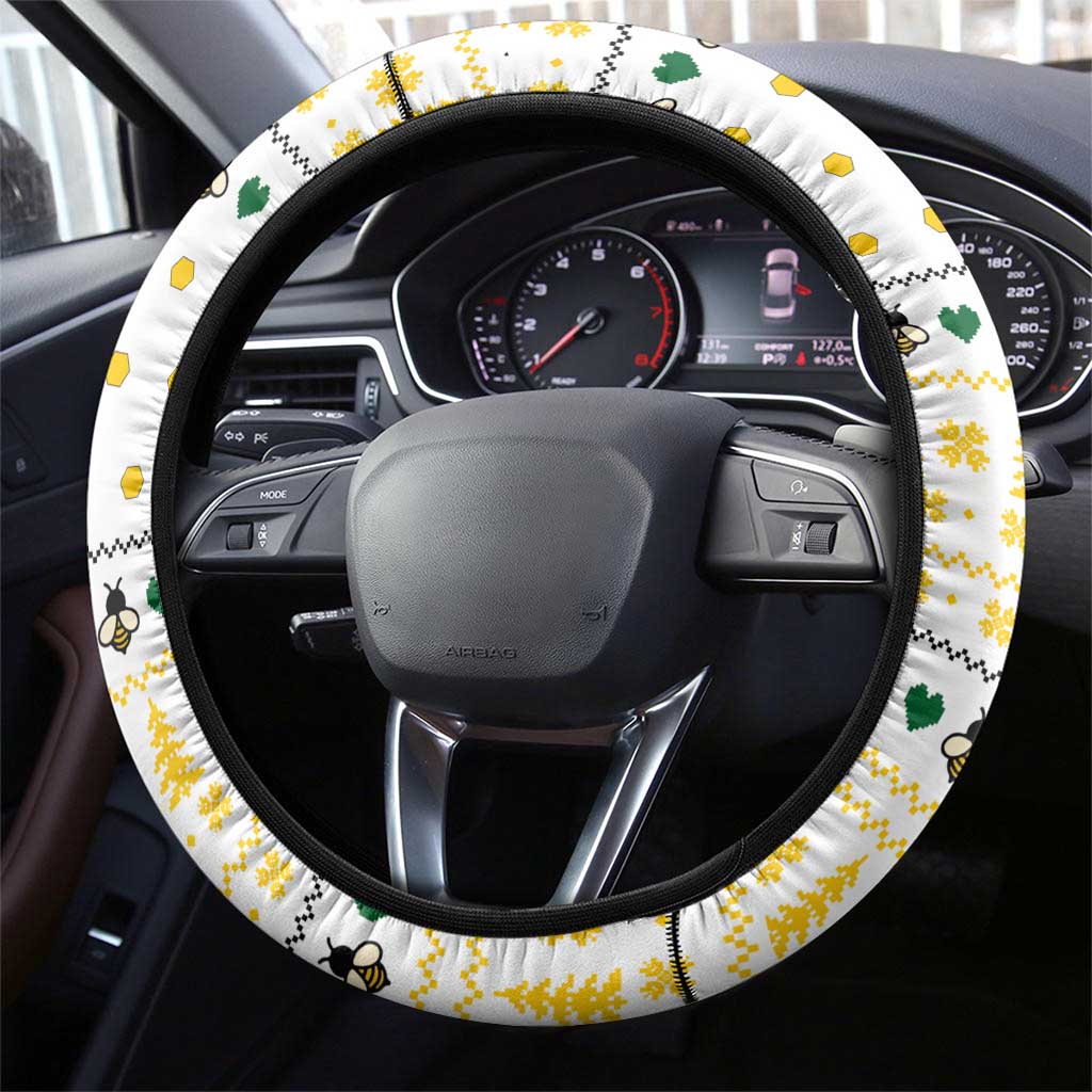 Oh Christmas Bee Bee Christmas Steering Wheel Cover Xmas Holiday Patterns - Wonder Print Shop