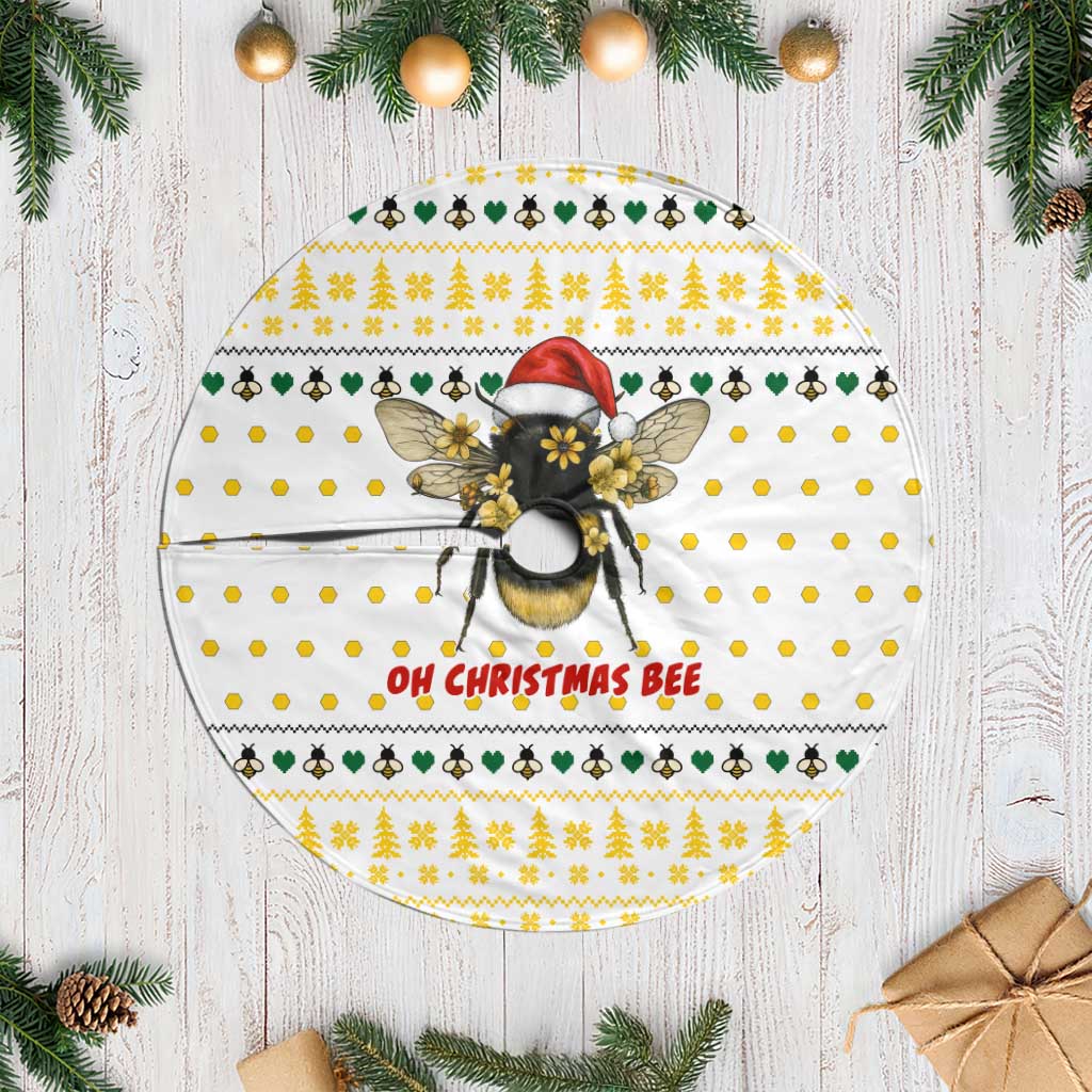 Oh Christmas Bee Bee Christmas Tree Skirt Xmas Holiday Patterns - Wonder Print Shop